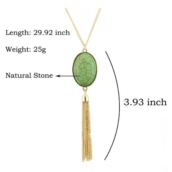 Long Tassel Turquoise Necklace - Picture 2 of 3